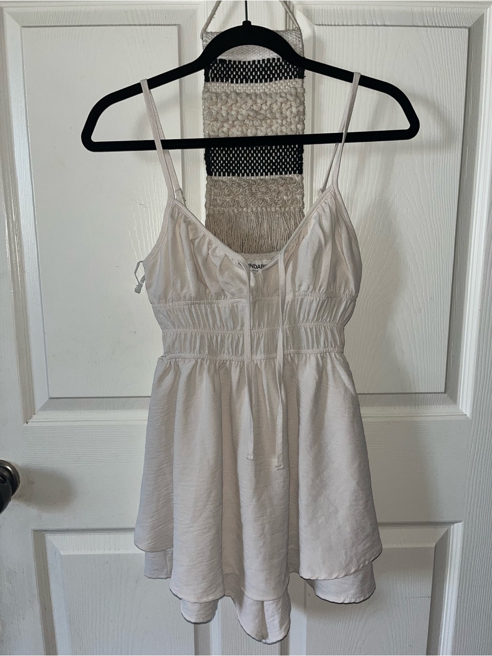 No Boundaries Cream Spaghetti Strap Smocked Mini Dress